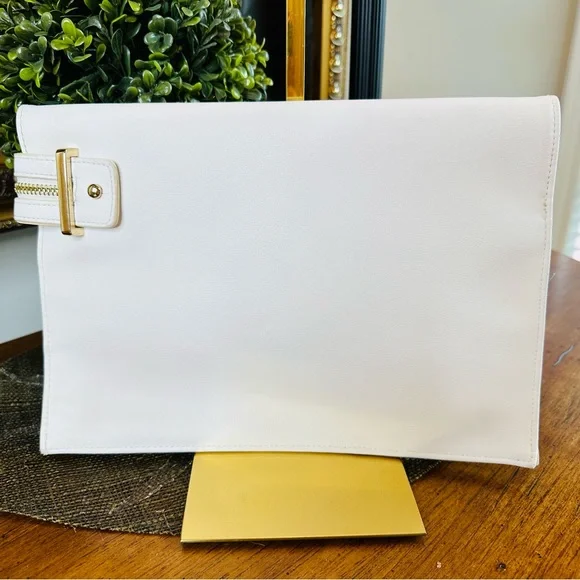 SONDRA ROBERTS SQUARED CLUTCH BAG W/ ZIPPER CORK PAINTED 9”H - 11”W GOOD COND - Picture 7 of 10